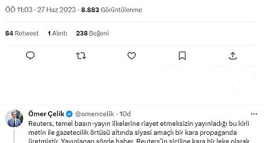 AK Parti Sözcüsü Çelik'ten Reuters'a tepki