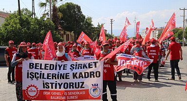 Belediye şirket işçileri kadro için Burhaniye'de buluştu