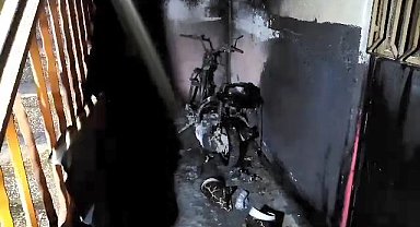 Bursa İnegöl'de park halindeki motosiklet yandı