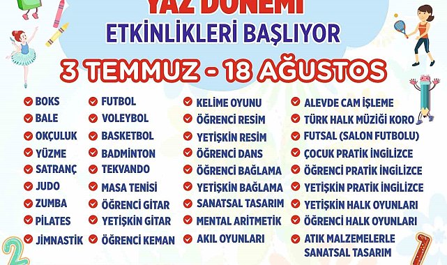 Büyükşehir Belediyesi'nin yaz kursları başlıyor