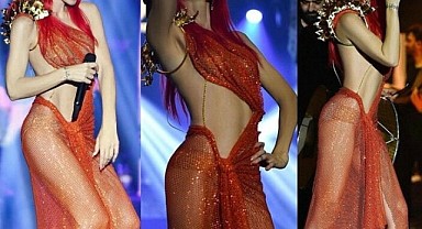 Gülşen, kırmızı transparan elbisesiyle büyüledi