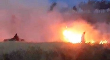 Malatya'da arpa ekili tarlada korkutan yangın