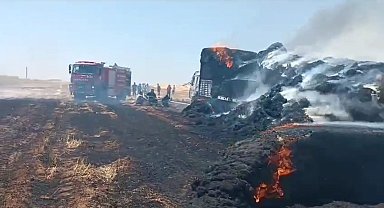 Mardin'de tır ve tonlarca saman balyası cayır cayır yandı