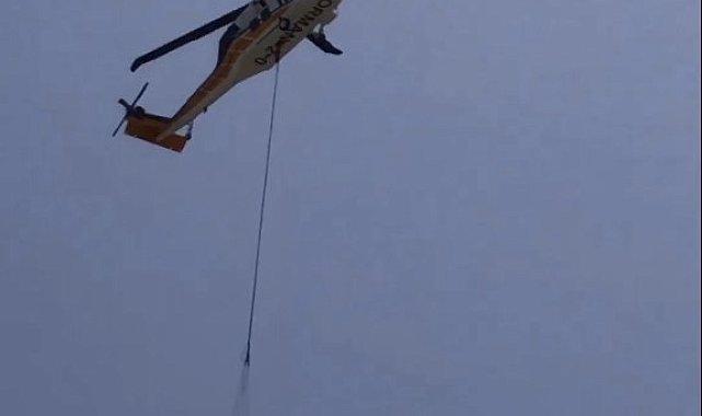 Nefes helikopteri ile yangına ilk müdahale