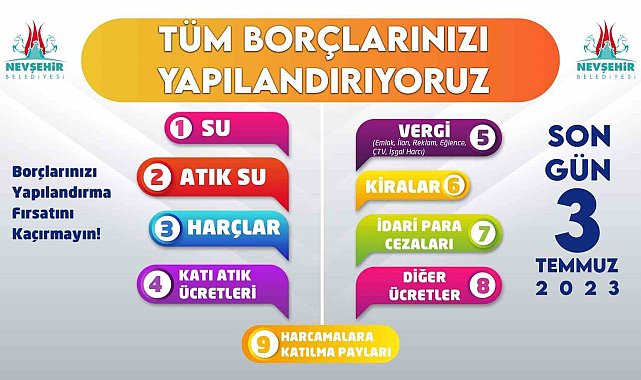 Nevşehir Belediyesinden yapılandırma uyarısı