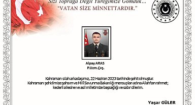 Taciz atışı sonucunda yaralanan Piyade Uzman Çavuş Alpay Aras, tedavi gördüğü hastanede şehit oldu