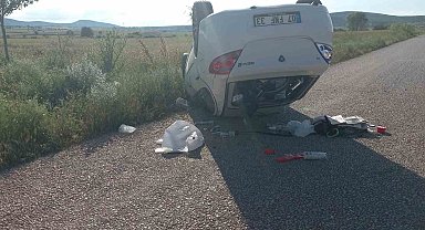 Takla atan otomobilden emniyet kemeri sayesinde burnu bile kanamadan çıktı