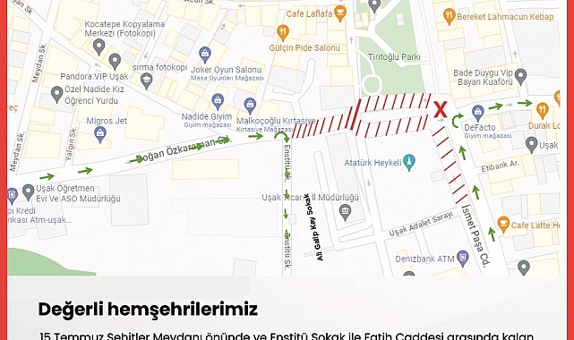Uşak'ta bazı yollar trafiğe kapandı