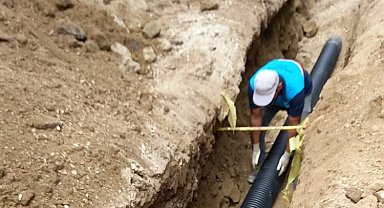 Manisa Kula'da yağmur suyu hattı çalışması