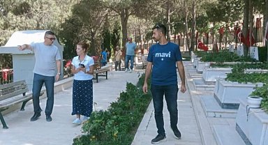 Manisa'da yangında zarar gören mezarlığa inceleme