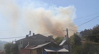 Arazi yangını ormanlık alana sıçramadan söndürüldü