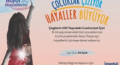 İstanbul'da çocuklar Cumhuriyet için çiziyor