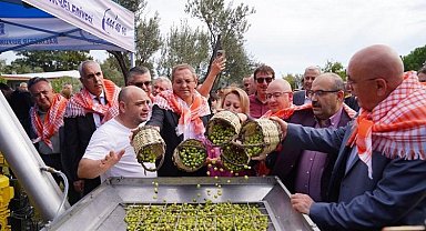 Ayvalık'ta Hasat Festivali'nde zeytinyağı sıkım keyfi