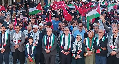 Yeşilli'de Filistin'e destek mitingi düzenlendi