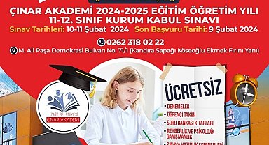 İzmit Çınar Akademi kabul sınavı yapacak