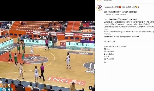 Ünlü basketbol sayfasından İzmit'in Perilerine övgü