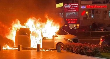 Bursa'da başkan adayının vip aracı alev aldı!