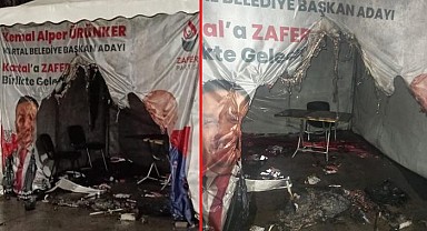 Zafer Partisi'nin seçim çadırı yakıldı!