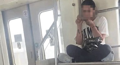İzmir'de metroda herkesin içinde uyuşturucu kullandı