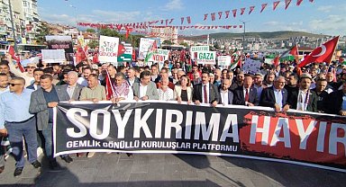 Gemlik'te Gazze'ye destek yürüyüşü