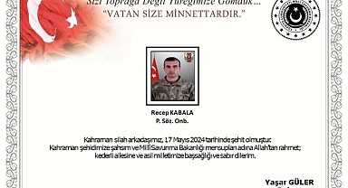 Pençe Kaplan operasyonu bölgesinde 1 askerimiz şehit düştü