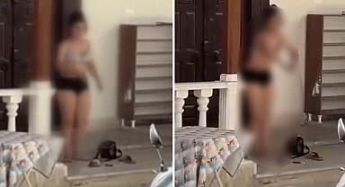 Balıkesir'de cami önünde soyundu