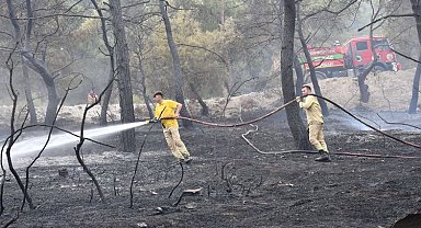Manisa İtfaiyesi'nin yangın mücadelesi sürüyor