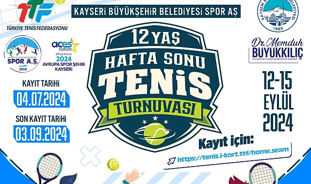 2024 Avrupa Spor Şehri Kayseri, 12 Yaş Hafta Sonu Tenis Turnuvası'na ev sahipliği yapacak