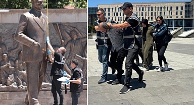 Atatürk Anıtı'na saldıran şüpheliler hakim karşısında