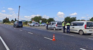 Edirne Keşan'da Jandarma'dan trafik denetimi