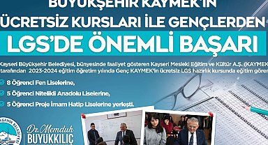 KAYMEK'in ücretsiz kursları ile gençlerden LGS'de önemli başarı
