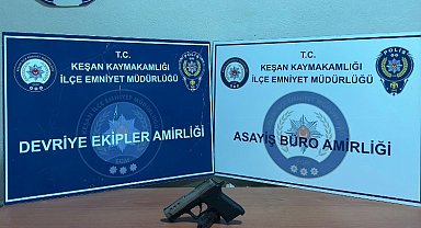 Keşan'da kuru sıkı tabanca ele geçirildi!