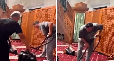 Bir dönemin efsane ismi cami temizledi