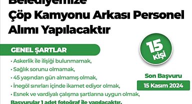 İnegöl Belediyesi temizlik hizmetleri için 15 personel alacak