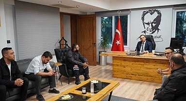 Başkan Eşki'ye moto kuryelerden ziyaret