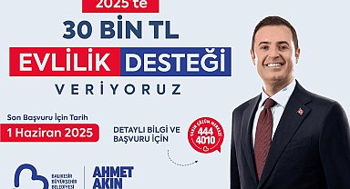 Balıkesir'den 30 bin liralık evlilik desteği