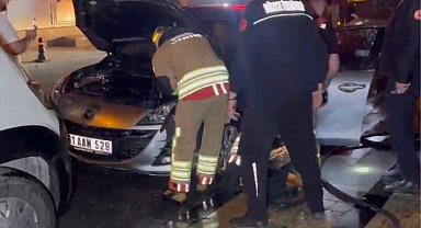 Düzce'de maskeli bir kişi otomobili kundakladı