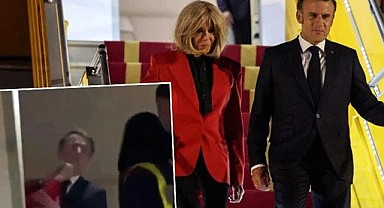 Fransa Cumhurbaşkanı Macron uçakta eşinden tokat