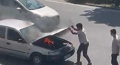 Düzce'de otomobil yangını paniğe neden oldu