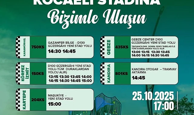 Kocaelispor maçına ulaşım seferberliği