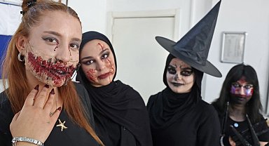 Antalya'da ATABEM kursiyerlerden korku filmi makyajı