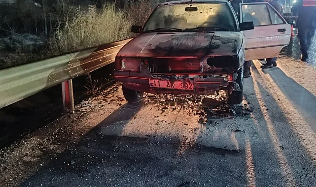 Bilecik'te seyir halindeki otomobil alev aldı!
