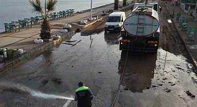 Bursa Gemlik'te temizlik ve güvenlik için aralıksız çalışma
