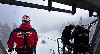 Bursa Jandarması ve AFAD'dan Uludağ'da teleferik tatbikatı