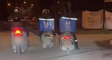 Düzce'de yolda kalan kuryeye meslektaşlarından destek