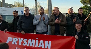 Prysmian işçileri Mudanya'da bir saatlik iş bıraktı!