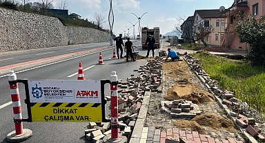 Başiskele'de tretuvar yenileme çalışmaları tamamlandı