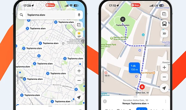 Deprem toplanma alanları Yandex'e eklendi