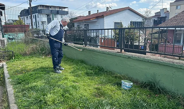 Kocaeli Çayırova'daki parkların duvarlarında bakım çalışması