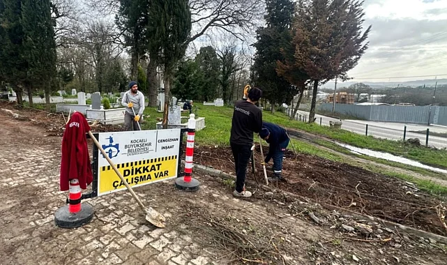 Pelitli Mezarlığı'nda tel çit ve panel uygulaması